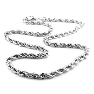 Burgu Halat Örgü 4.5 mm Kalınlık Paslanmaz Çelik Erkek Zincir Kolye Q0838