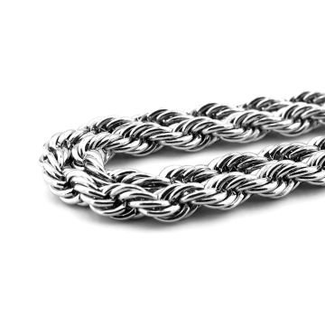 Burgu Halat Örgü 4.5 mm Kalınlık Paslanmaz Çelik Erkek Zincir Kolye Q0838