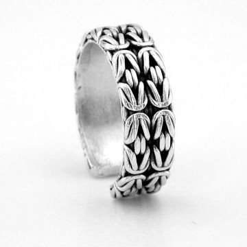 Kral Zincir Desenli Pirinç Ayarlanabilir Erkek Yüzük RG044