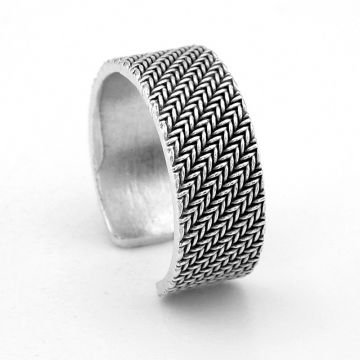 Çapraz Hasır Desenli Pirinç Ayarlanabilir Erkek Yüzük RG047