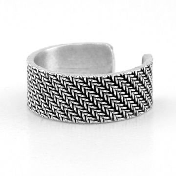 Çapraz Hasır Desenli Pirinç Ayarlanabilir Erkek Yüzük RG047