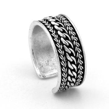 Örgü Zincir Desenli Pirinç Ayarlanabilir Erkek Yüzük RG050