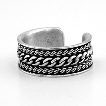 Örgü Zincir Desenli Pirinç Ayarlanabilir Erkek Yüzük RG050