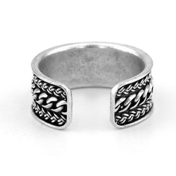 Örgü Zincir Desenli Pirinç Ayarlanabilir Erkek Yüzük RG050