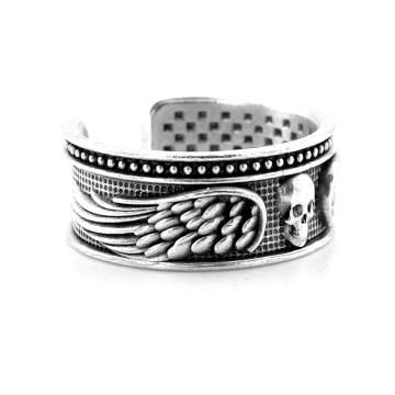 Kurukafa Gotik Kanatlı Kafatası Pirinç Ayarlanabilir Erkek Yüzük RG059