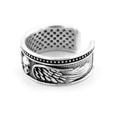 Kurukafa Gotik Kanatlı Kafatası Pirinç Ayarlanabilir Erkek Yüzük RG059