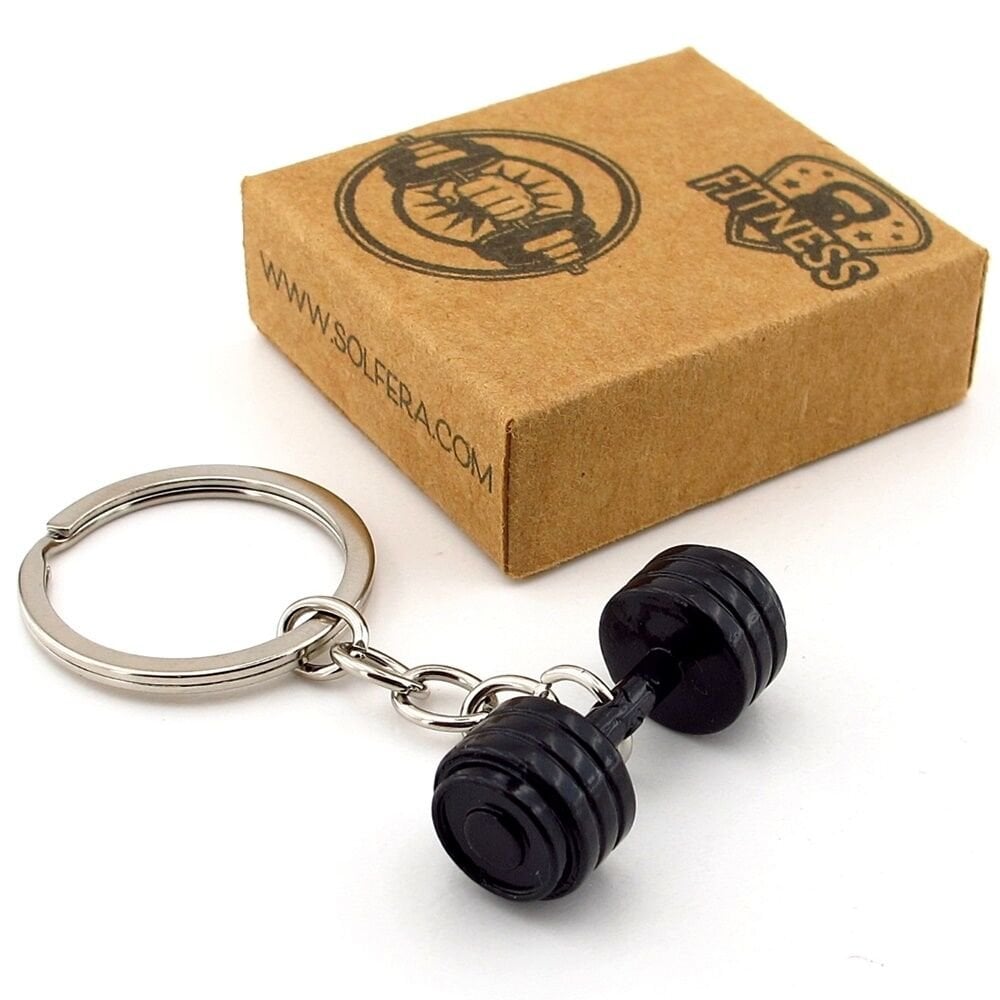 Siyah Renk Halter Spor Ağırlık Fitness Bodybuilding Metal Anahtarlık KC335