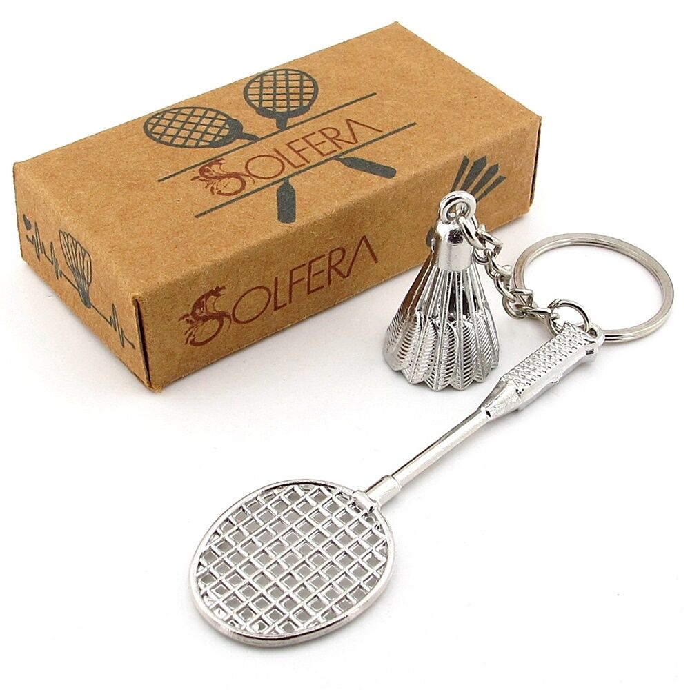 Badminton Topu ve Raketi Sporcu Tenis Gümüş Renk Metal Anahtarlık KC351