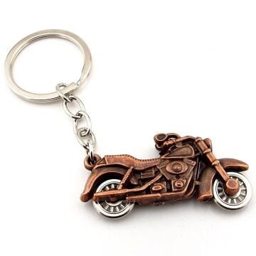 Chopper Cruiser Motosiklet Motor Şeklinde Bakır Renk Metal Anahtarlık KC361