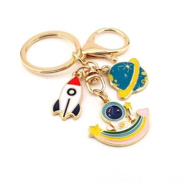 Astronot Uzay Satürn Kuyruklu Yıldız Anahtarlık Çanta Süsü Charm KC370