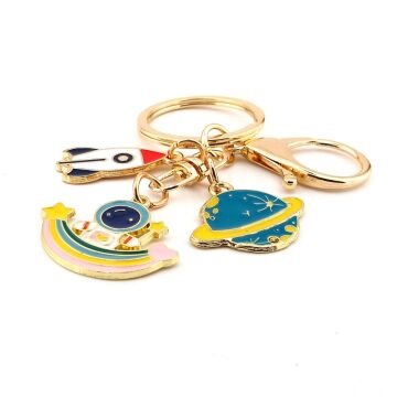 Astronot Uzay Satürn Kuyruklu Yıldız Anahtarlık Çanta Süsü Charm KC370