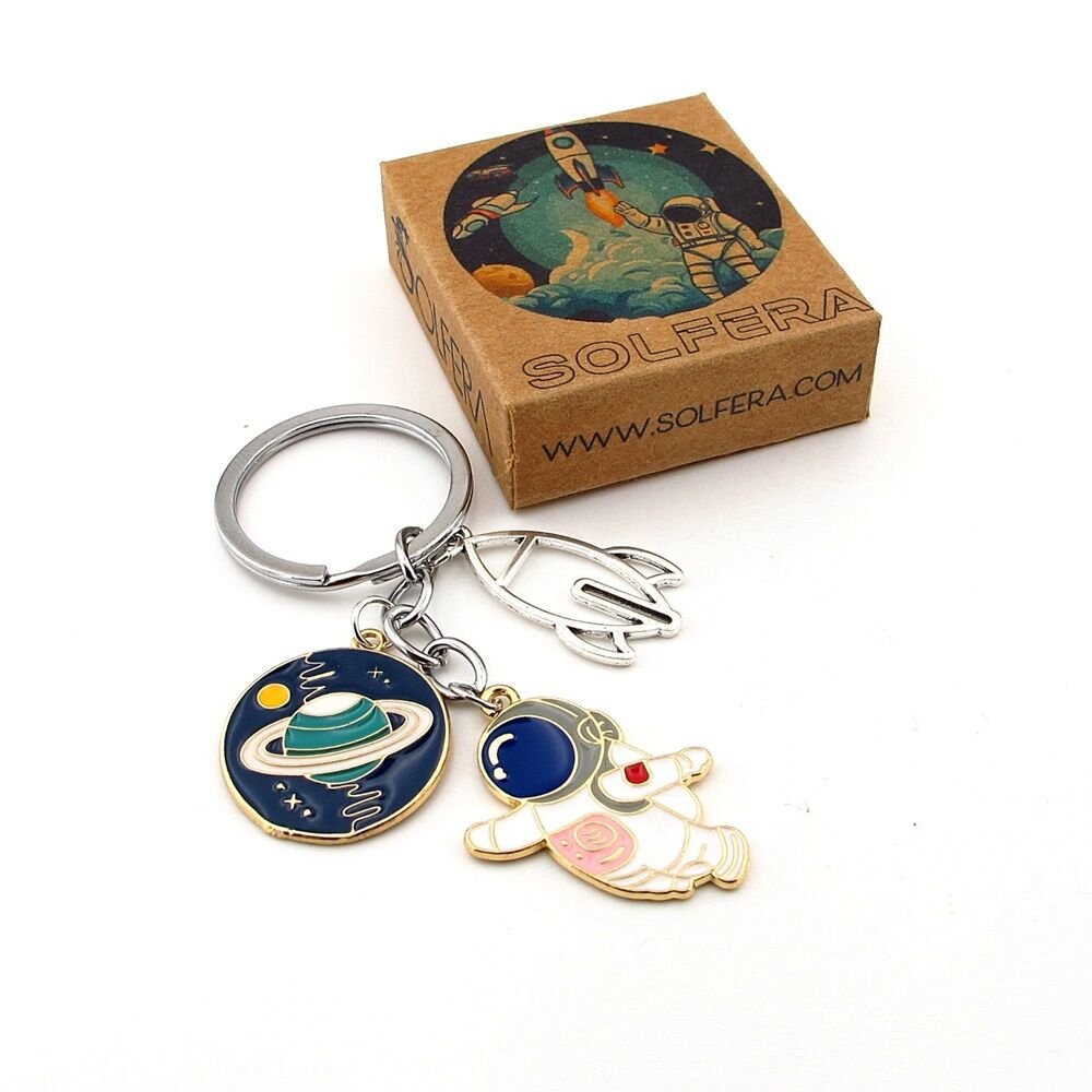 Astronot Uzay Roket Satürn Anahtarlık Çanta Süsü Charm KC373