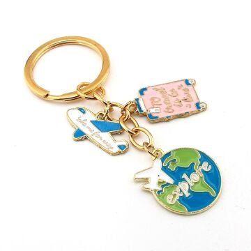 Gezgin Uçak Bavul Valiz Seyahat Anahtarlık Çanta Süsü Charm KC375