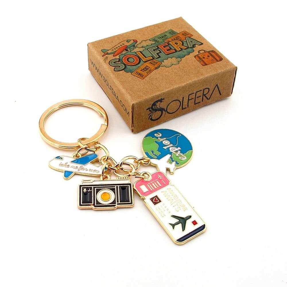 Uçak Bileti Boarding Pass Kamera Seyahat Anahtarlık Çanta Süsü Charm KC377