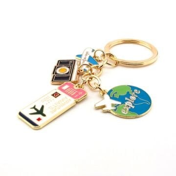 Uçak Bileti Boarding Pass Kamera Seyahat Anahtarlık Çanta Süsü Charm KC377