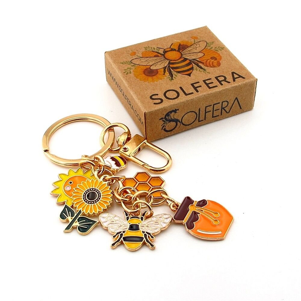 Bal Arısı Petek Bal Kavanozu Ay Çiçeği Yaz Anahtarlık Çanta Süsü Charm KC380