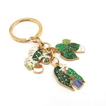Salon Çiçekleri Yeşil Bitki Flora Anahtarlık Çanta Süsü Charm KC381
