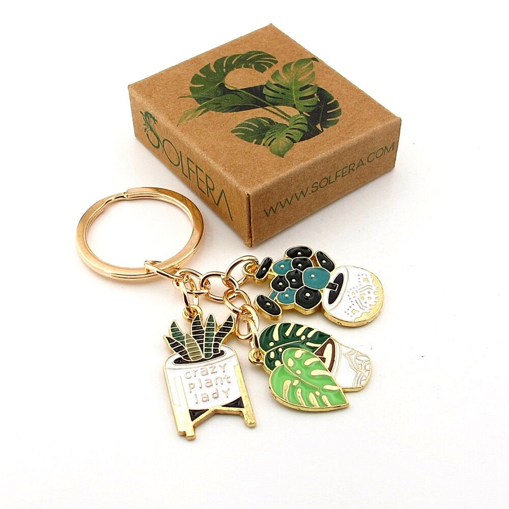 Salon Çiçekleri Bitki Deve Tabanı Sukulent Anahtarlık Çanta Süsü Charm KC382