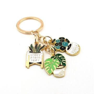 Salon Çiçekleri Bitki Deve Tabanı Sukulent Anahtarlık Çanta Süsü Charm KC382