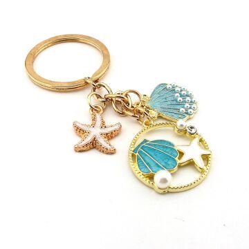 Plaj Deniz Canlıları Deniz Yıldızı Kumsal Yaz Anahtarlık Çanta Süsü Charm KC384