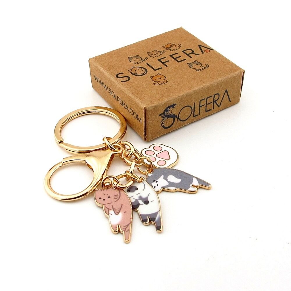 Yavru Kediler Pati Sallantılı Metal Anahtarlık Çanta Süsü Charm KC391