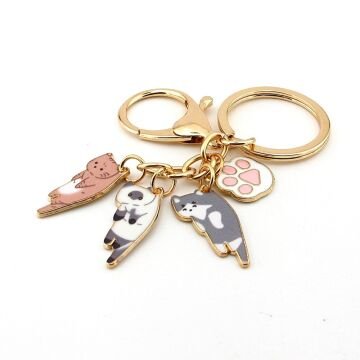 Yavru Kediler Pati Sallantılı Metal Anahtarlık Çanta Süsü Charm KC391