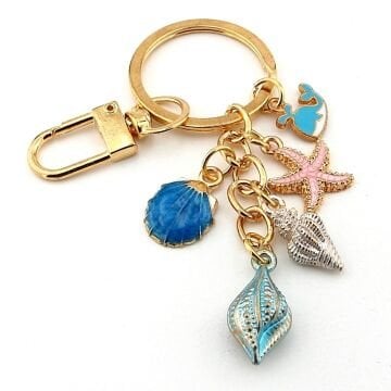 Plaj Sahil Kumsal Deniz Kabuğu Yıldız Balina Charm Çanta Süsü Anahtarlık KY010