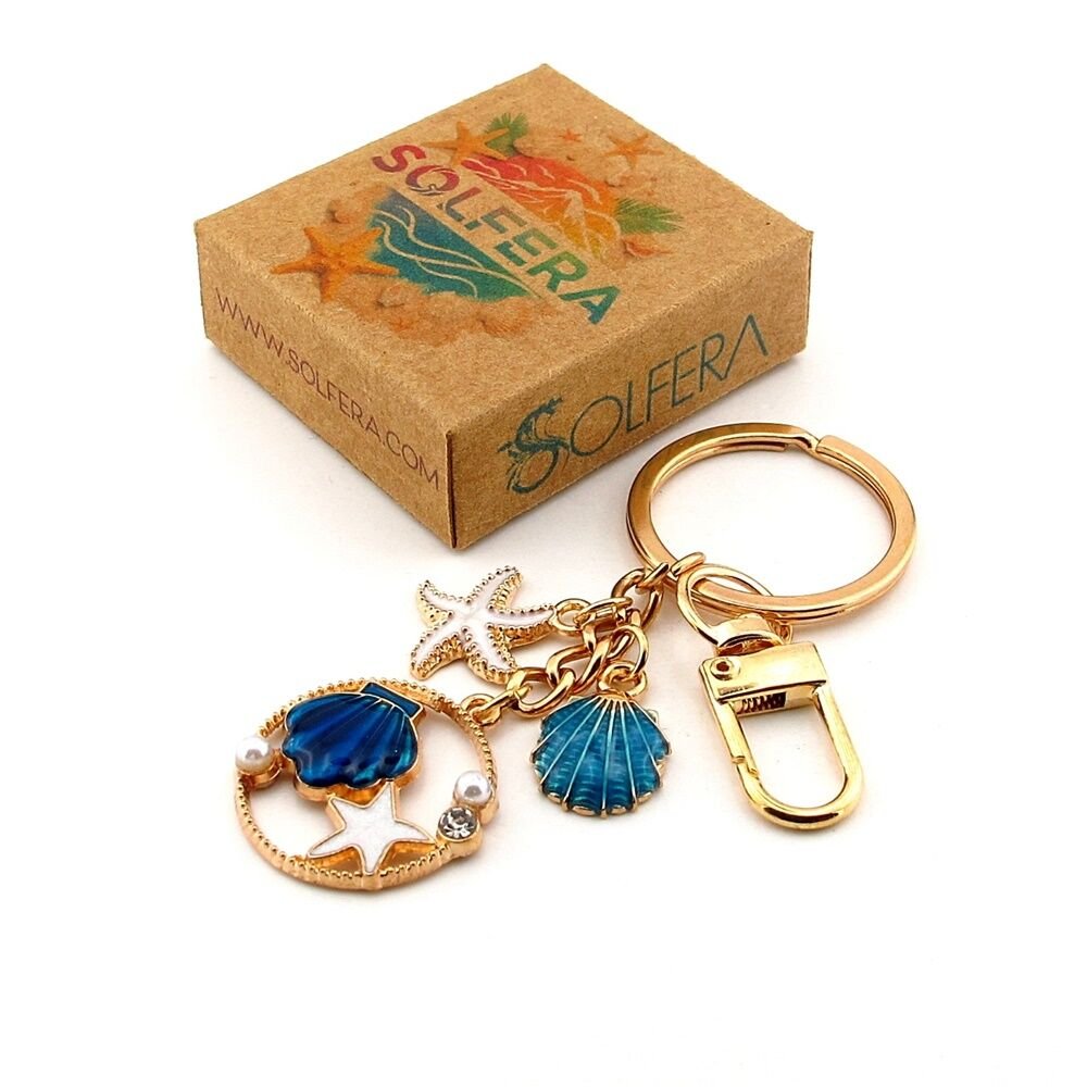 Plaj Sahil Mavi Deniz Kabuğu Yıldız Beach Yaz Anahtarlık Çanta Süsü Charm KY012