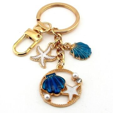 Plaj Sahil Mavi Deniz Kabuğu Yıldız Beach Yaz Anahtarlık Çanta Süsü Charm KY012