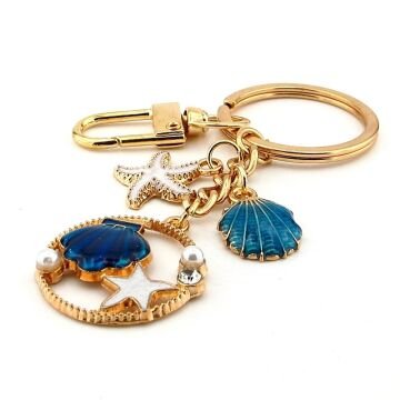 Plaj Sahil Mavi Deniz Kabuğu Yıldız Beach Yaz Anahtarlık Çanta Süsü Charm KY012