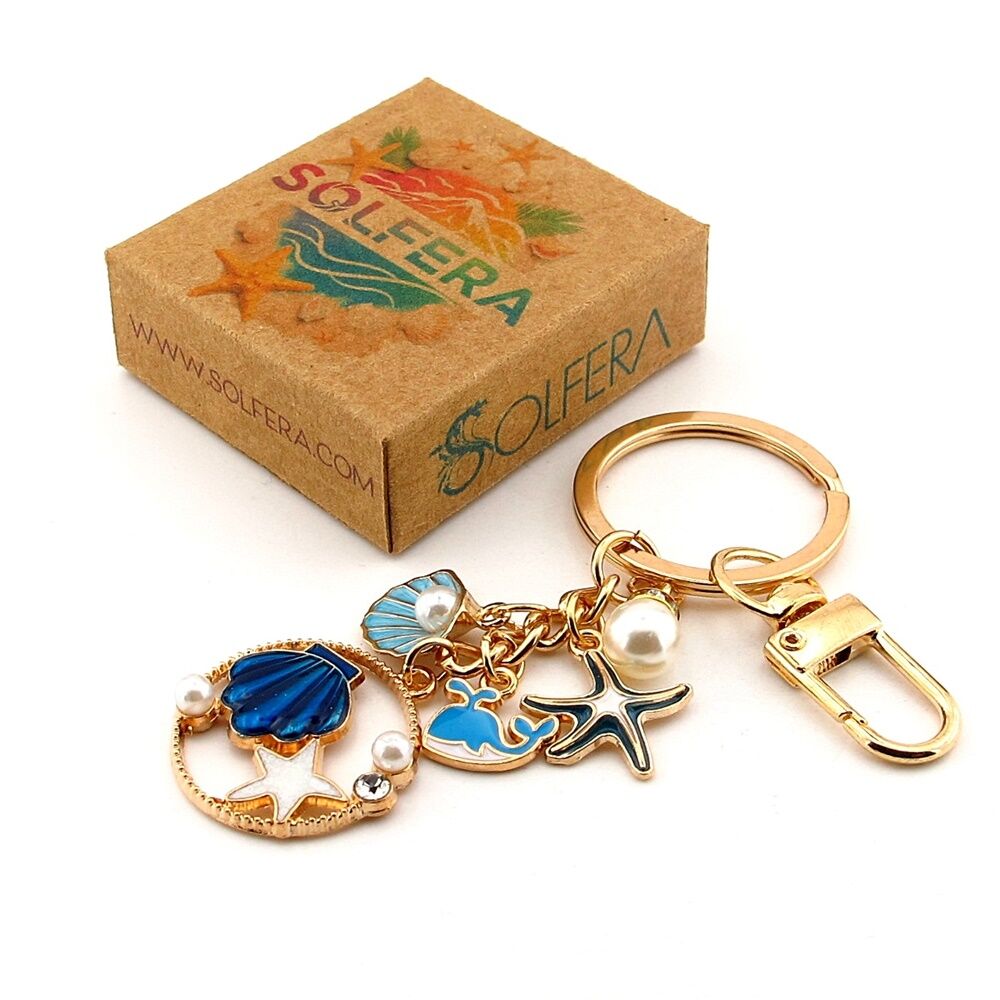 Plaj Sahil Deniz Kabuğu Beyaz Yıldız Beach Yaz Anahtarlık Çanta Süsü Charm KY013