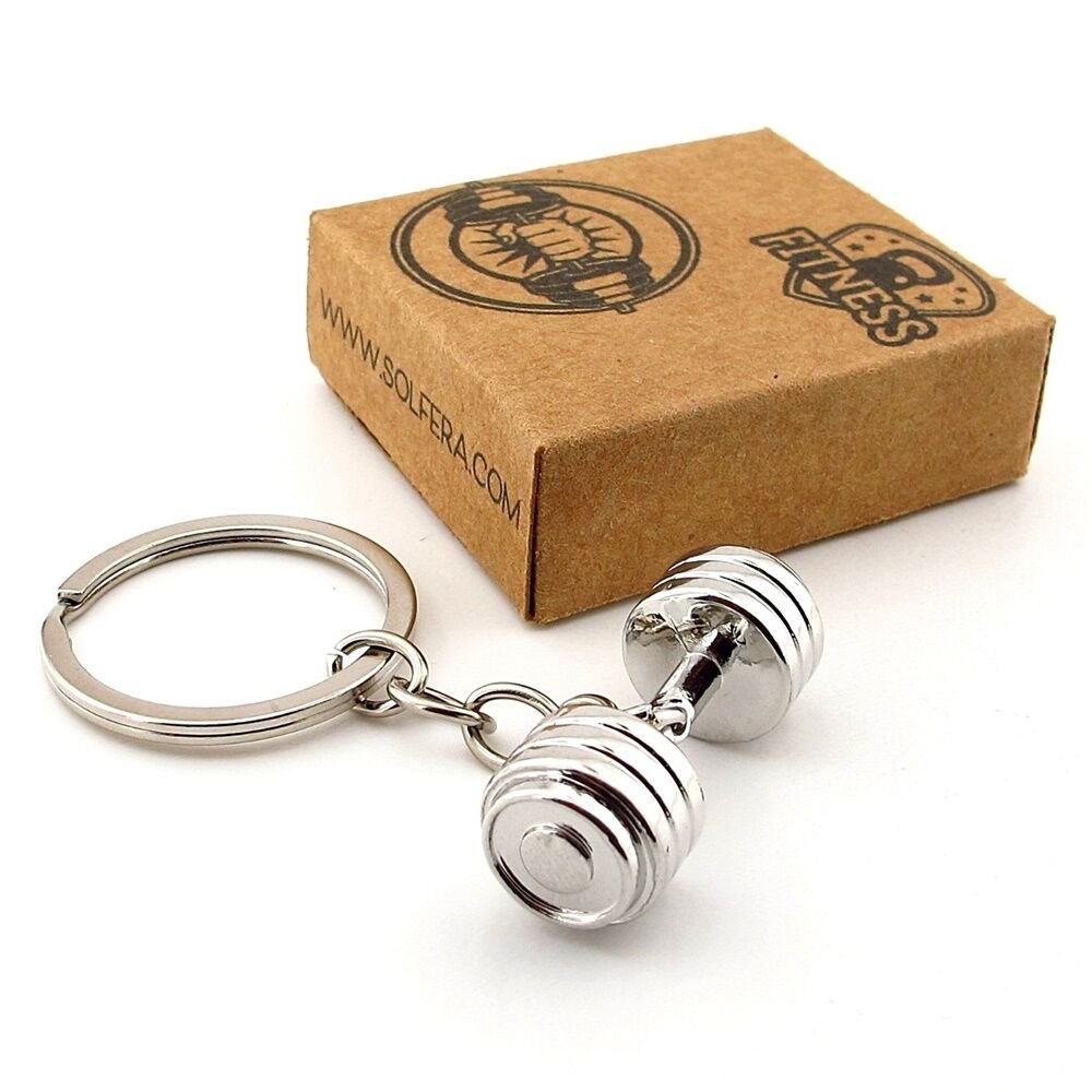 Gümüş Renk Halter Spor Ağırlık Fitness Bodybuilding Metal Anahtarlık KY033
