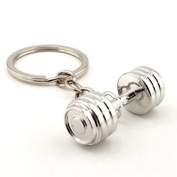 Gümüş Renk Halter Spor Ağırlık Fitness Bodybuilding Metal Anahtarlık KY033