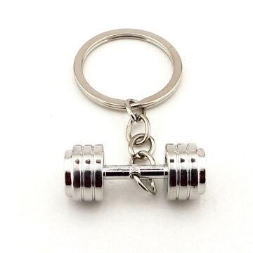 Gümüş Renk Halter Spor Ağırlık Fitness Bodybuilding Metal Anahtarlık KY033