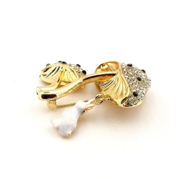 Mantarlar ve Minik Tavşan Orman Alice Zirkon Taşlı Metal Yaka Süsü Broş RZ420