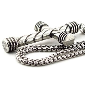 Burgu Desenli Haç Istavros Paslanmaz Çelik Erkek Kolye Zincir Q0982