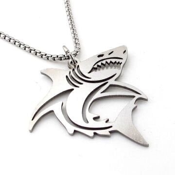 Köpekbalığı Shark Resif Okyanus  Paslanmaz Çelik Erkek Kolye Zincir Q0991