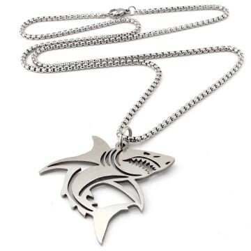 Köpekbalığı Shark Resif Okyanus  Paslanmaz Çelik Erkek Kolye Zincir Q0991