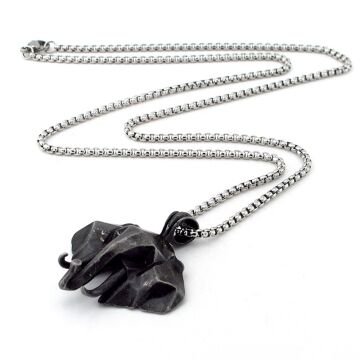 Fil Geometrik Origami Çelik Zincirli Metal Erkek Kolye Q0993