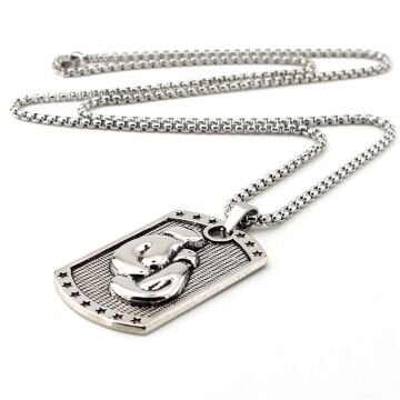 Çift Boks Eldiveni Boksör Künye Tipi Çelik Erkek Kolye Q0994