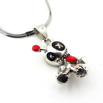 Voodoo Bebeği Şeklinde Yassı İtalyan Çelik Zincirli Kolye Q1000