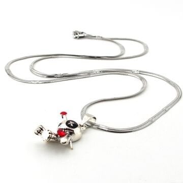 Voodoo Bebeği Şeklinde Yassı İtalyan Çelik Zincirli Kolye Q1000