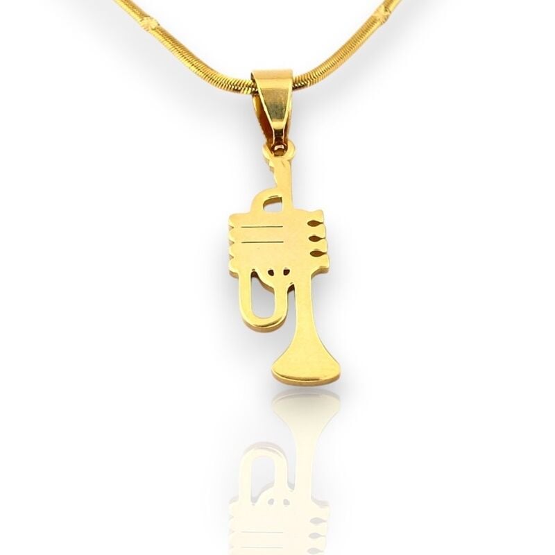 Trompet Müzik Koro Band Sarı İtalyan Paslanmaz Çelik Kolye Q1001