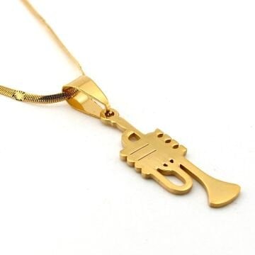 Trompet Müzik Koro Band Sarı İtalyan Paslanmaz Çelik Kolye Q1001