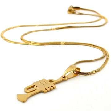 Trompet Müzik Koro Band Sarı İtalyan Paslanmaz Çelik Kolye Q1001