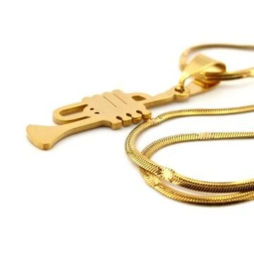 Trompet Müzik Koro Band Sarı İtalyan Paslanmaz Çelik Kolye Q1001