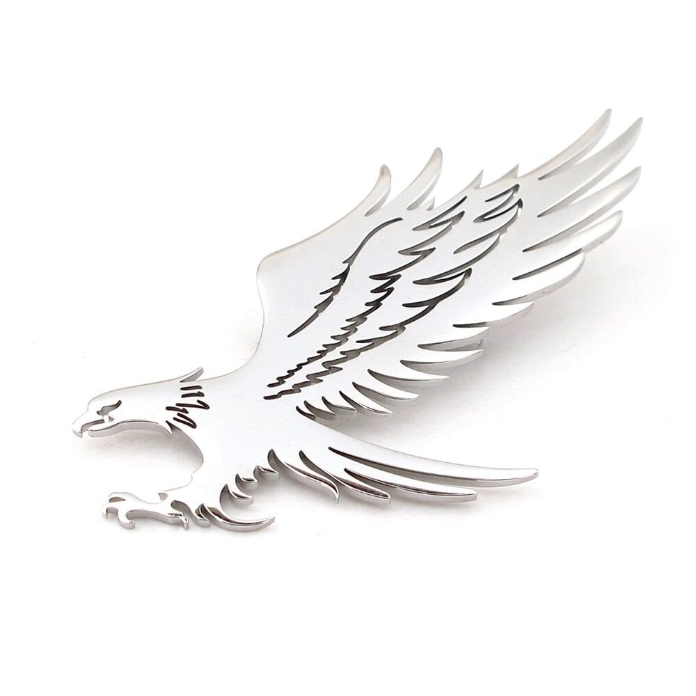 Kartal Yırtıcı Kuş Eagle Gümüş Renk Paslanmaz Çelik Broş Rozet RZ444