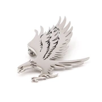 Kartal Yırtıcı Kuş Eagle Gümüş Renk Paslanmaz Çelik Broş Rozet RZ444