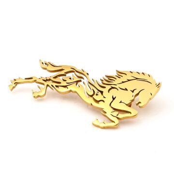 Koşan At Rüzgar Yele Paslanmaz Sarı Çelik Broş Rozet Yaka süsü RZ445