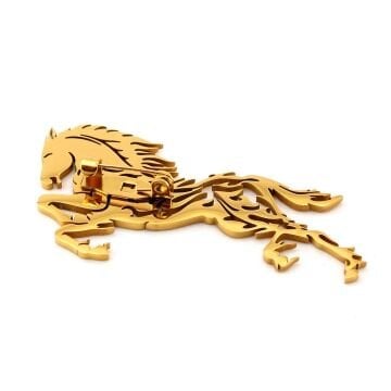 Koşan At Rüzgar Yele Paslanmaz Sarı Çelik Broş Rozet Yaka süsü RZ445